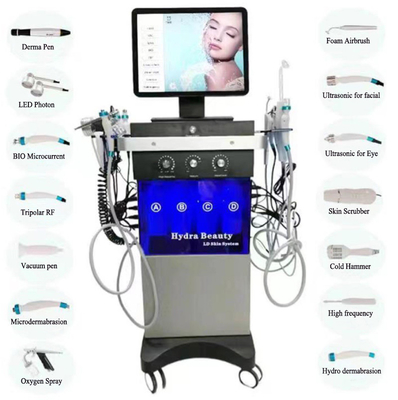 Punhos faciais da máquina 120W 14 do diodo emissor de luz Hydradermabrasion dos cuidados com a pele BIO hidro